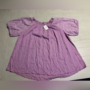 NWT Cato size 18/20 purple and white peasant blouse